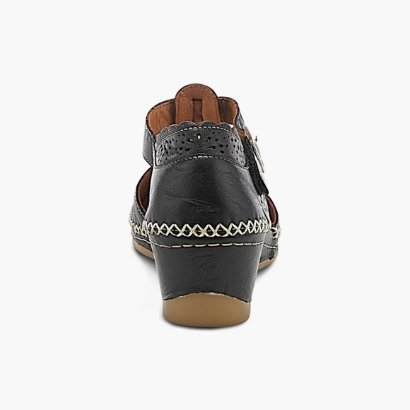 Women's Spring Step Airy Black Genuine Leather Laser Etching Size 42 - Picture 4 of 7